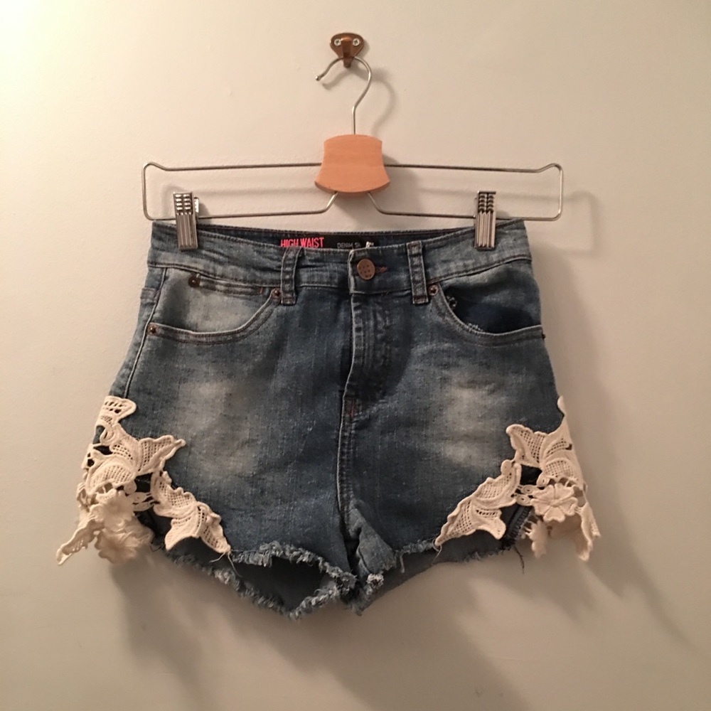 High waisted jean shorts